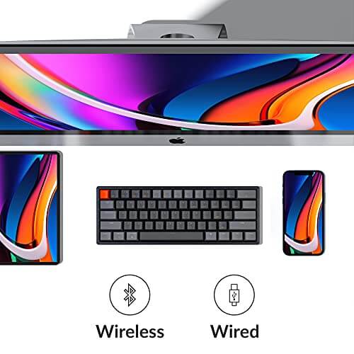 Keychron K12 60% Layout RGB Hot-Swappable Bluetooth Wireless/USB Wired Mechanical Keyboard with Gateron G Pro Brown Switch Aluminum Frame, Compact 61-Key Computer Keyboard Compatible with Mac Windows