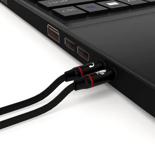 Headphone Splitter for Computer 3.5mm Female to 2 Dual 3.5mm Male Headphone Mic Audio Y Splitter Cable Smartphone Headset to PC Adapter